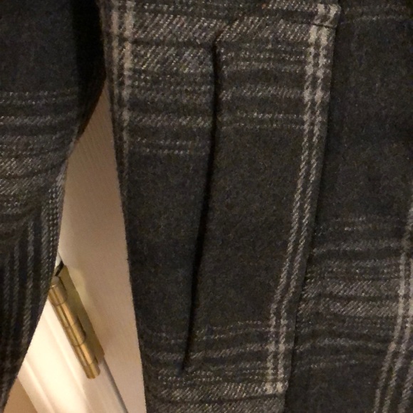 NEW gray / white plaid button up pea coat - Picture 4 of 7